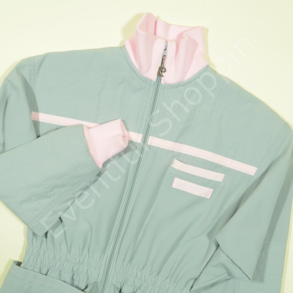 Vintage Pierre Cardin Snowsuit Womens XS Gray Pink Lightweight Full Zip 80s